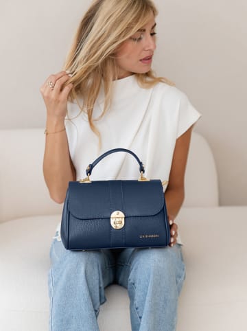 Lia Biassoni Leder-Henkeltasche "Carsia" in Dunkelblau - (B)27 x (H)19 x (T)13 cm