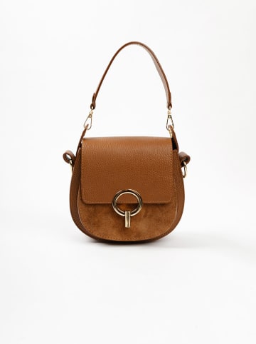 Lia Biassoni Leder-Schultertasche "Catona" in Hellbraun - (B)20 x (H)19 x (T)9 cm