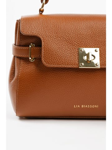 Lia Biassoni Leder-Henkeltasche in Hellbraun - (B)30 x (H)22 x (T)10 cm