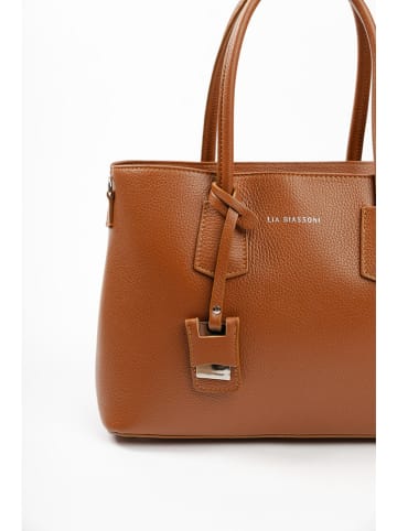 Lia Biassoni Leren handtas lichtbruin - (B)38 x (H)24 x (D)15 cm