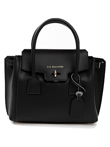 Lia Biassoni Leder-Henkeltasche in Schwarz - (B)30 x (H)23 x (T)11 cm