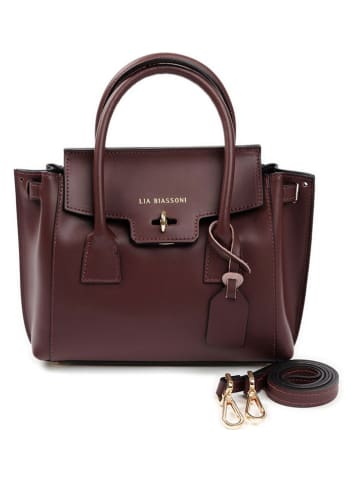 Lia Biassoni Leder-Henkeltasche in Bordeaux - (B)30 x (H)23 x (T)11 cm