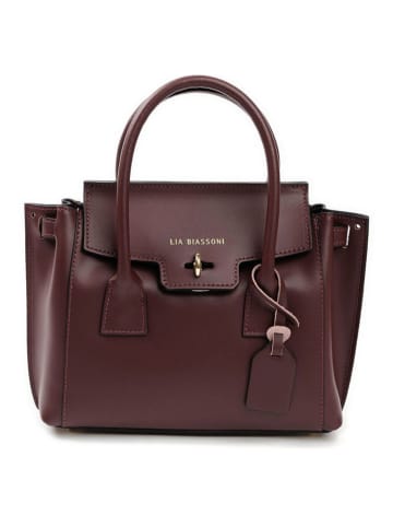 Lia Biassoni Leder-Henkeltasche in Bordeaux - (B)30 x (H)23 x (T)11 cm