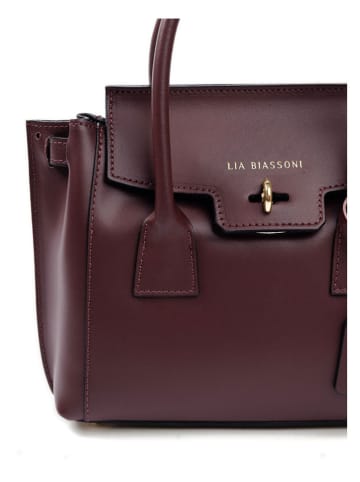 Lia Biassoni Leder-Henkeltasche in Bordeaux - (B)30 x (H)23 x (T)11 cm