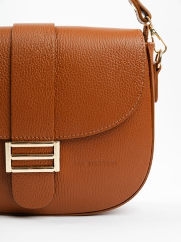 Lia Biassoni Leder-Schultertasche "Sangro" in Hellbraun - (B)27 x (H)22 x (T)7 cm