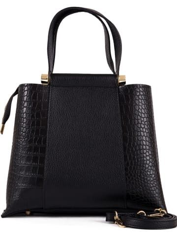 Lia Biassoni Leren handtas "Lato" zwart - (B)25 x (H)25 x (D)12 cm