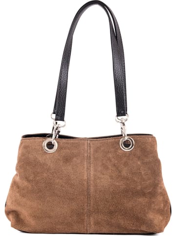 Lia Biassoni Leder-Schultertasche in Taupe - (B)32 x (H)20 x (T)14 cm