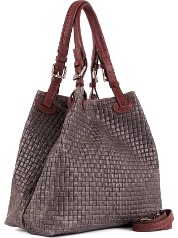 Lia Biassoni Leder-Schultertasche in Grau - (B)34 x (H)29 x (T)21 cm