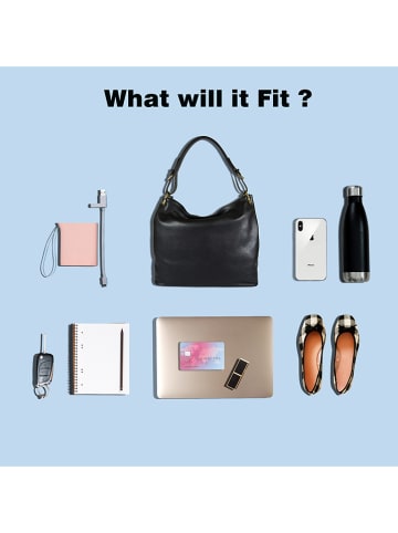 Lia Biassoni Leder-Schultertasche "Tiber" in Schwarz - (B)40 x (H)30 x (T)15 cm