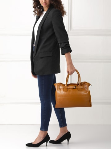 Lia Biassoni Leren handtas lichtbruin - (B)38 x (H)28 x (D)15 cm