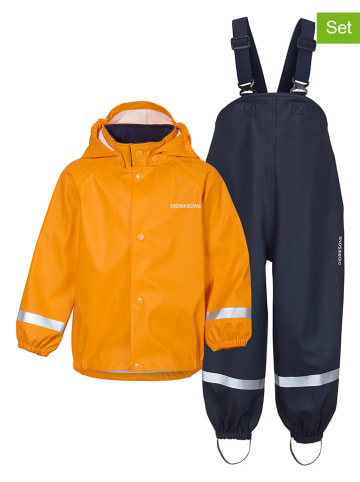 Didriksons 2-delige regenoutfit "Slaskeman" oranje/donkerblauw