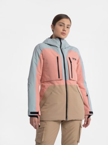 4F Ski-/ Snowboardjacke in Hellblau/ Rosa/ Beige