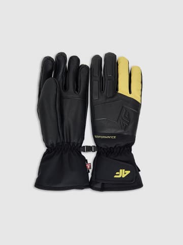 4F Leder-Ski-/snowboardhandschoenen zwart