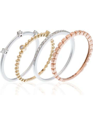 DIAMANTA 4-delige set: gouden ringen "Harmonie" met diamanten