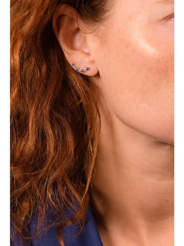 DIAMANTA Witgouden oorhangers "Océan" met diamanten en saffieren