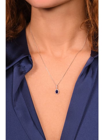 DIAMANTA Złota zawieszka "Courtoisie" z diamentami i szafirem