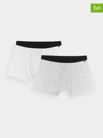 4F 2er-Set: Boxershorts in Weiß/ Grau
