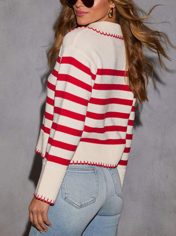 Milan Kiss Pullover in Creme/ Rot