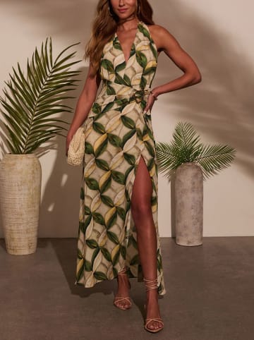 Milan Kiss Kleid in Beige/ Dunkelgrün