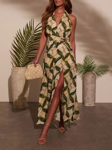 Milan Kiss Kleid in Beige/ Dunkelgrün