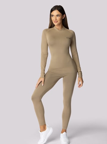 Spaio Legginsy termiczne "Alpha" w kolorze beżowym