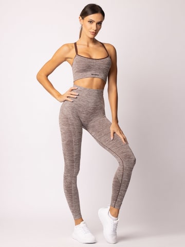 Spaio Legginsy sportowe "Melange" w kolorze jasnobrązowym
