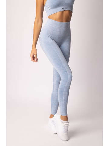 Spaio Legginsy sportowe "Melange" w kolorze błękitnym