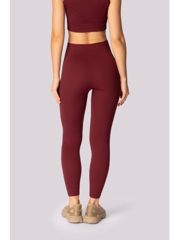 Spaio Legginsy sportowe "Ribbed" w kolorze bordowym