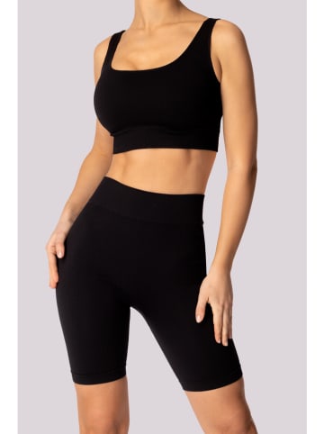 Spaio Szorty sportowe "Ribbed" w kolorze czarnym