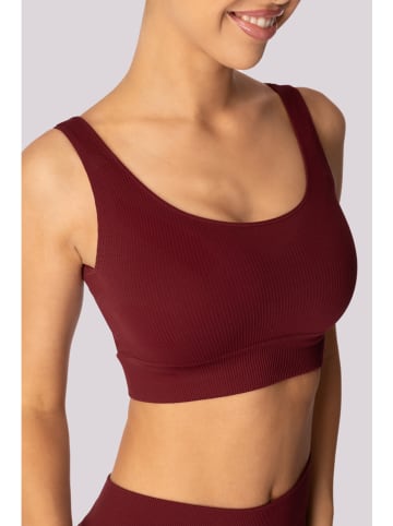 Spaio Biustonosz sportowy "Ribbed" w kolorze bordowym