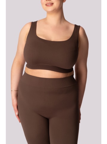 Spaio Biustonosz sportowy "Ribbed" w kolorze brązowym