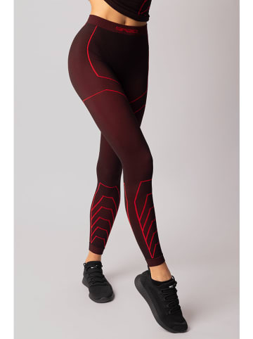 Spaio Legginsy termiczne "Rapid" w kolorze bordowo-czarnym
