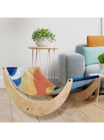 Woody Kid Store Hangmat blauw/geel/naturel - (L)90 x (B)60 x (H)43 cm