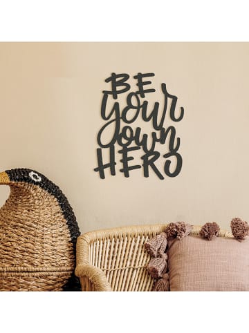 Woodykidstore Wanddecoratie "Be your own hero" zwart - (B)34 x (H)40 cm