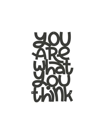 hippodino Wanddekor "You are what you think" in Schwarz - (B)34 x (H)40 cm