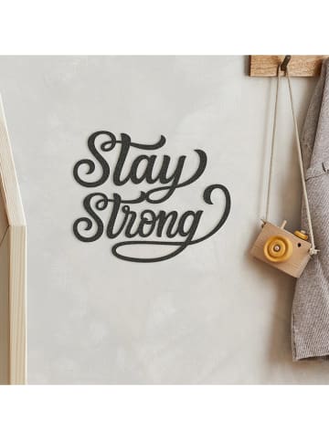 Woody Kids Wanddekor "Stay Strong" in Schwarz - (B)40 x (H)24 x (T)1,5 cm