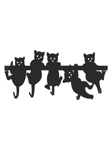 hippodino Wandkapstok zwart - (B)50 x (H)28 cm