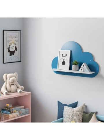 Woody Kids Wandregal in Blau/ Weiß - (B) 33 x (H) 25 x (T) 10 cm
