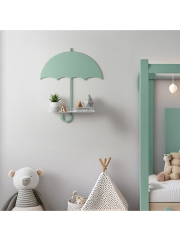 Woody Kids Wandregal in Mint/ Weiß - (B) 33 x (H) 35 x (T) 10 cm
