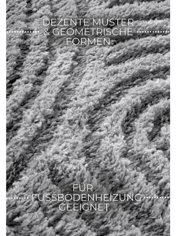 Elle Decoration Hochflor-Teppich "Chappe" in Hellgrau