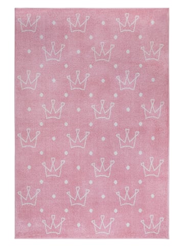 Hanse Home Laagpolig tapijt "Crowns" lichtroze/wit