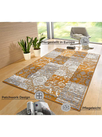 Hanse Home Laagpolig tapijt "Bloques" mosterdgeel/lichtgrijs