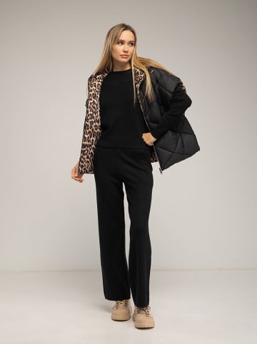 Tantra Omkeerbare doorgestikte jas zwart/beige