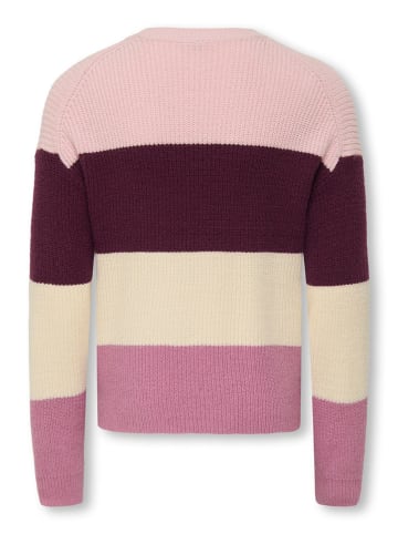 KIDS ONLY Sweter "Sandy" w kolorze fioletowo-jasnoróżowo-kremowym
