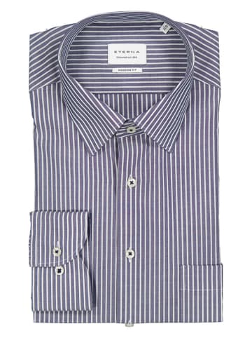 Eterna Blouse - modern fit - donkerblauw/wit