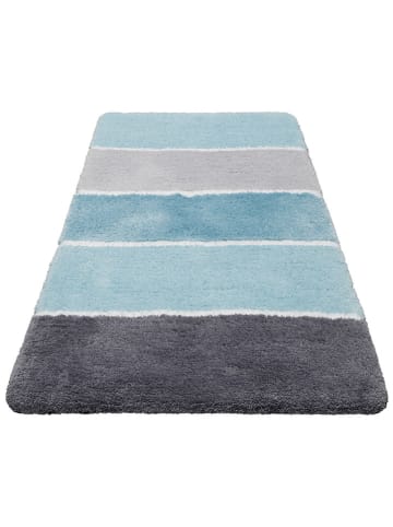 Homie Living Hoogpolige badmat "Rio Marina" turquoise/grijs
