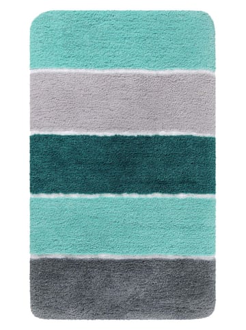 Homie Living Hoogpolige badmat "Rio Marina" turquoise/grijs