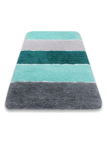 Homie Living Hoogpolige badmat "Rio Marina" turquoise/grijs