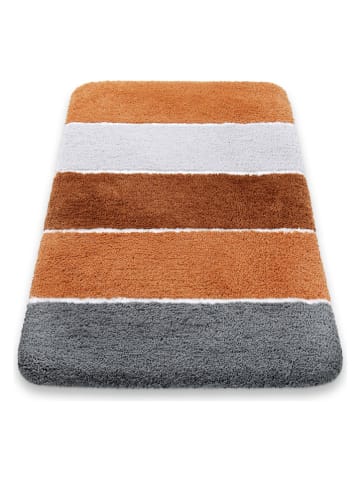 Homie Living Hoogpolige badmat "Rio Marina" oranje/grijs/wit
