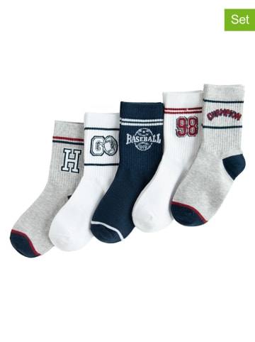 COOL CLUB 5er-Set: Socken in Dunkelblau/ Weiß/ Grau
